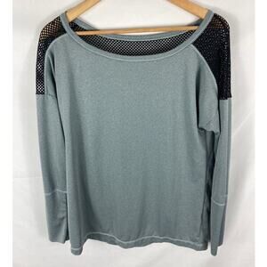 Zella Striped Mesh Sleeve Athletic Top Size Medium